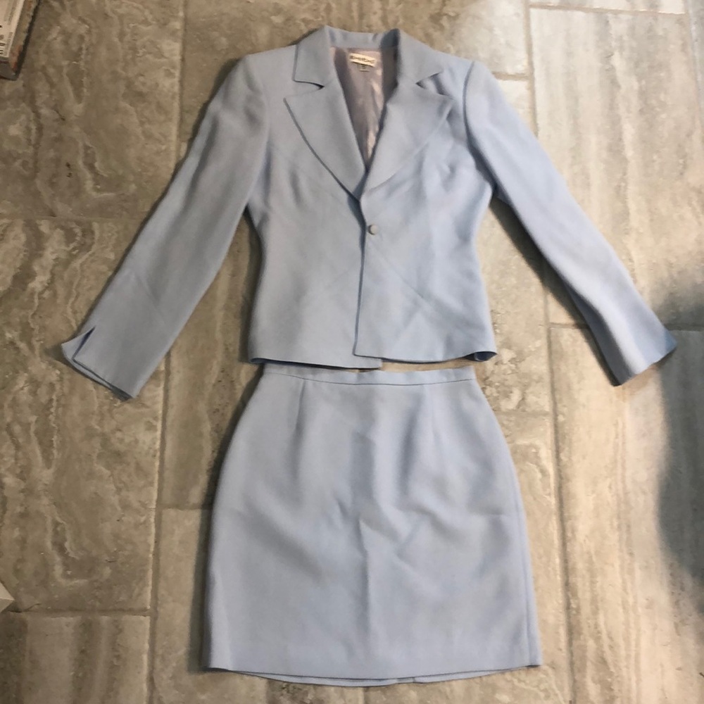 Bebe baby blue blazer and skirt